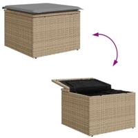 Tuinbankenset met opslag 7 pcs Beige en Licht Grijs poly rattan - thumbnail