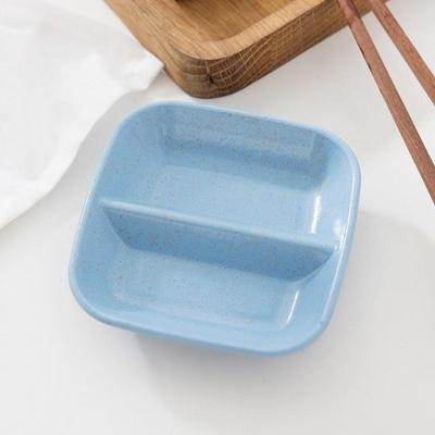 10 stuks keuken accessoires 2 in 1 kruiden saus gerechten tarwestro salade schotel Bowl servies kruiden schotel koken tools (blauw)