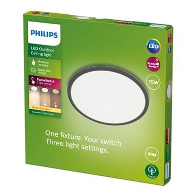 Philips Zwarte plafonnièreSuperSlim Ø 25cm - 929003191301