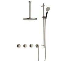 Hotbath Cobber X - CX7067 - Inbouw Regendoucheset - Geborsteld Nikkel - 2 Stopkranen - Thermostatisch - Plafondbuis 30 cm - Hoofddouche 300 mm - Ronde Handdouche 3 Standen - Glijstang 900 mm - met M106 - Waterbesparend - thumbnail