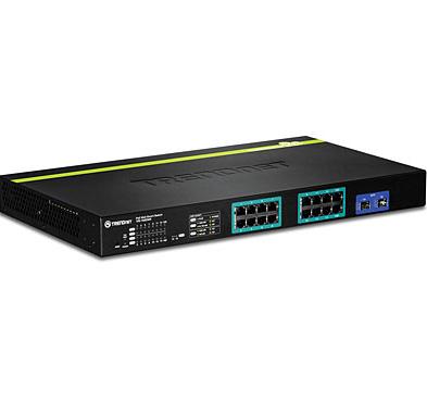 TRENDnet TPE-1620WS 16-poorts Gigabit Web Smart PoE+ Switch, 16 x Gigabit PoE+ poorten, 4 x gedeelde Gigabit poorten (RJ-45 of SFP), VLAN, QoS, LACP, IPv6 ondersteuning, 185 W PoE-totaal vermogen