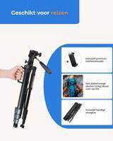 MOJOGEAR 167cm 3-in-1 statief: driepoot, monopod & horizontale arm - thumbnail