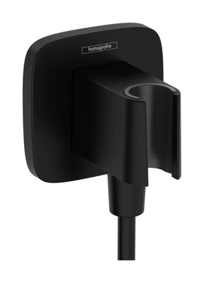 Hansgrohe FixFit Q muuraansluitbocht met handdouchehouder, mat zwart Hansgrohe FixFit Q muuraansluitbocht met handdouchehouder, mat zwart