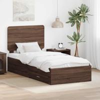 Bedframe met hoofdeinde Bruin Eiken 75 x 190 cm Bewerkt hout - thumbnail