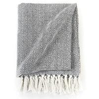 VidaXL Plaid visgraat 160x210 cm katoen marineblauw - thumbnail