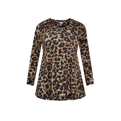 Yoek top met dierenprint bruin Yoek top met dierenprint bruin