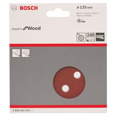 Bosch Accessories Expert for Wood 2608605645 Excenterschuurpapier Met klittenband, Geperforeerd Korrelgrootte (num) 240 (Ø) 125 mm 5 stuk(s)