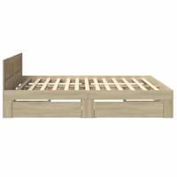 Bedframe met hoofdeinde bewerkt hout sonoma eiken 200x200 cm - thumbnail