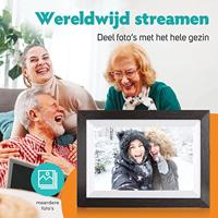 Pora&co Digitale Fotolijst met WiFi & Frameo App 10 inch, zwart / hout - thumbnail