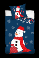 Kerst dekbedovertrek Sneeuwpop 140 x 200 cm blauw - thumbnail