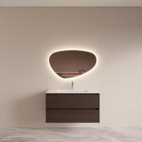 Badmeubelset BWS Riga met Asia Wastafel Wit 100 cm Bruin Eiken - thumbnail