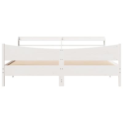 Bedframe met hoofdbord massief grenenhout wit 200x200 cm
