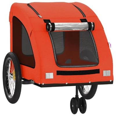 Hondenfietstrailer oxford stof en ijzer oranje en grijs - thumbnail
