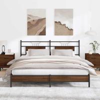 Bedframe zonder matras bewerkt hout bruin eikenkleur 183x203 cm - thumbnail