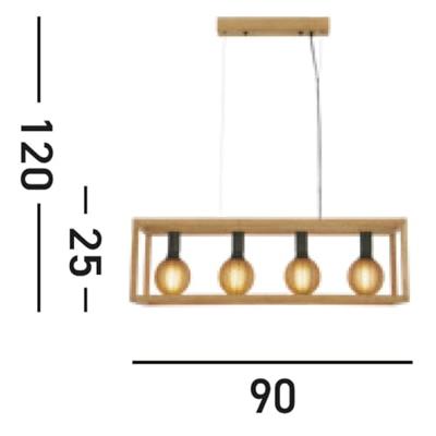 Searchlight Hanglamp EetkamerSquare Hout - 54741-4NA