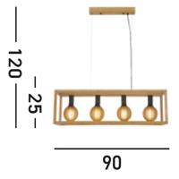 Searchlight Hanglamp EetkamerSquare Hout - 54741-4NA - thumbnail