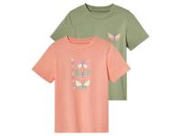 lupilu 2 kinder T-shirts (Groen/roze, 86/92) - thumbnail