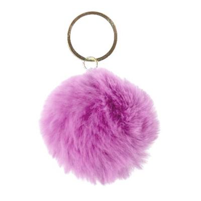 LG Imports sleutelhanger pompom meisjes 6 cm pluche lila