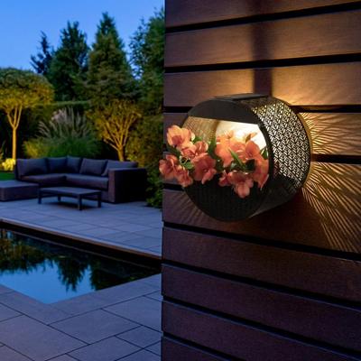 Solar wandlamp flor - met plantenbakje - rond