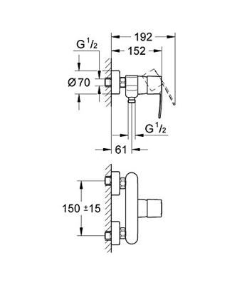 Douchekraan GROHE Wave Cosmopolitan zonder Omstel met Koppelingen Chroom Douchekraan GROHE Wave Cosmopolitan zonder Omstel met Koppelingen Chroom