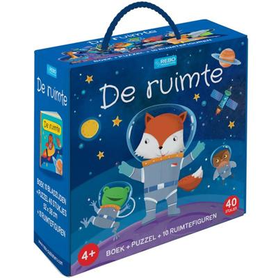 Rebo Publishers De ruimte - boek en puzzel, 10 figuren