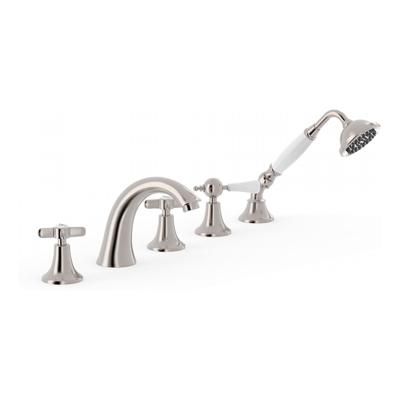 Badrandkraan Tres Clasic Mengkraan Gebogen Incl. Omstelknop en Handdouche RVS Tres Badrandkraan Tres Clasic Mengkraan Gebogen Incl. Omstelknop en Handdouche RVS Tres