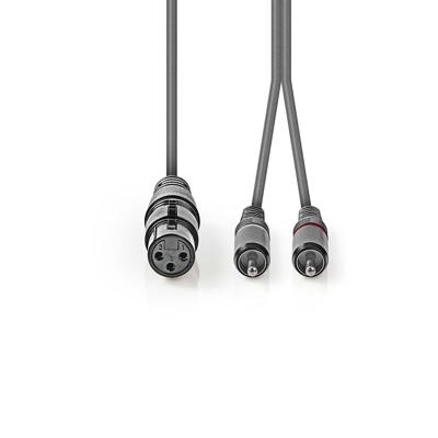Nedis COTH15220GY30 Xlr-audiokabel Xlr 3-pins Female - 2x Rca Male 3,0 M Grijs