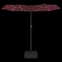 VidaXL Parasol dubbel dak met led 316x240 cm bordeauxrood - thumbnail