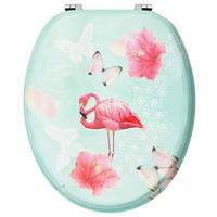 VidaXL Toiletbril met deksel flamingo mdf - thumbnail