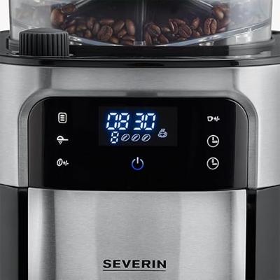 Severin Filterkaffeemaschine mit Mahlwerk und Edelstahl-Thermokanne, Koffiezetapparaat Zwart, RVS (geborsteld) Capaciteit koppen: 8 Display, Met thermoskan, Severin Filterkaffeemaschine mit Mahlwerk und Edelstahl-Thermokanne, Koffiezetapparaat Zwart, RVS (geborsteld) Capaciteit koppen: 8 Display, Met thermoskan,