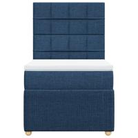Boxspring met matras stof blauw 90x190 cm - thumbnail