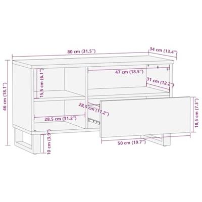 Tv-meubel 80x34x46 cm massief mangohout