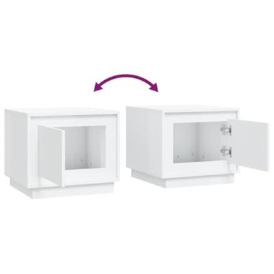 Salontafel 51x50x44 cm bewerkt hout wit - thumbnail
