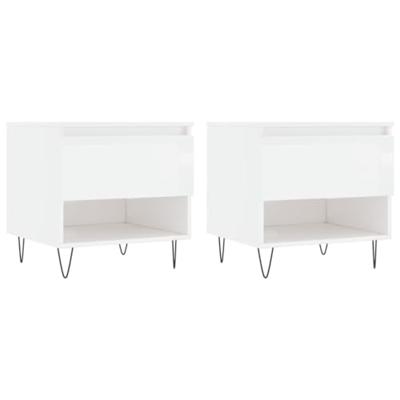 Salontafels 2 st 50x46x50 cm bewerkt hout hoogglans wit Salontafels 2 st 50x46x50 cm bewerkt hout hoogglans wit