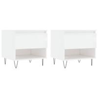 Salontafels 2 st 50x46x50 cm bewerkt hout hoogglans wit - thumbnail