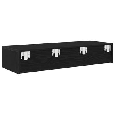 Wandschap met lades 100x36x19 cm bewerkt hout zwart Wandschap met lades 100x36x19 cm bewerkt hout zwart