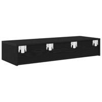Wandschap met lades 100x36x19 cm bewerkt hout zwart - thumbnail