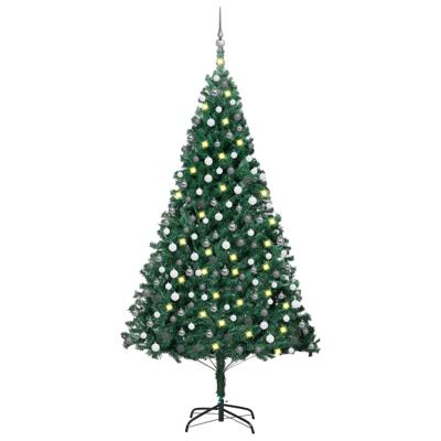 VidaXL Kunstkerstboom met verlichting en kerstballen 210 cm pvc groen