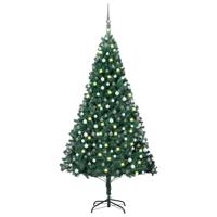 VidaXL Kunstkerstboom met verlichting en kerstballen 210 cm pvc groen - thumbnail