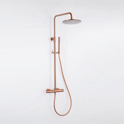 Fortifura Calvi Regendoucheset - thermostatisch - 25cm hoofddouche - gladde slang - staaf handdouche - Geborsteld koper PVD (Koper) SW1159502 SW799407