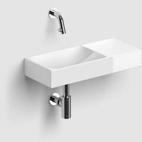 Clou Vale Fontein Met Voorbewerkt Kraangat Rechts Met Geïntegreerde Afvoer Glanzend Wit Keramiek 45 cm Clou - thumbnail