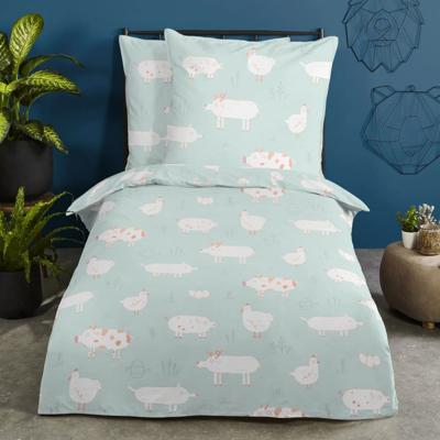 Good Morning Kinderdekbedovertrek "boerderij dieren" - Mint - (135x200 cm) - Katoen
