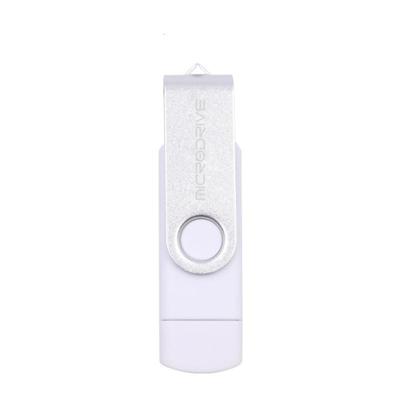 MicroDrive 32GB USB 2 0 mobiele computer dual-use roterende OTG metalen U-schijf (wit)