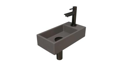 Fonteinset INK Versus 36x18x9 cm Quartz Beton Met Kraangat Rechts Metal Black