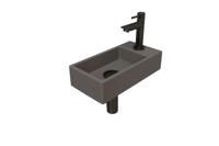 Fonteinset INK Versus 36x18x9 cm Quartz Beton Met Kraangat Rechts Metal Black - thumbnail