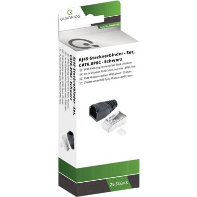 Quadrios RJ-45 connectorset CAT 6 1906C165 Stekker, recht Aantal polen (sensoren) 8P8C Zwart 25 stuk(s)