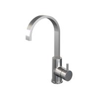 Wastafelmengkraan Brauer Brushed Edition Coldstart Opbouw Hoog Plat Gebogen Korte Ronde Hendel Geborsteld RVS PVD Brauer - thumbnail