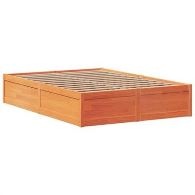 Bedframe zonder matras massief grenenhout wasbruin 150x200 cm