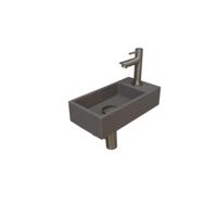 INK - Fonteinpack Quartz Rechts incl. Fonteinkraan - Design Sifon - Design Plug en Montageset - 360x180x90 Mm - Quartz Beton/brushed Nickel - thumbnail