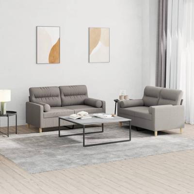 3-delige Loungeset met kussens stof taupe
